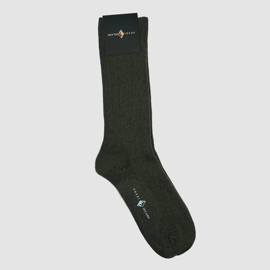 Ribbed SOCKS in cashmere and viscose Olive