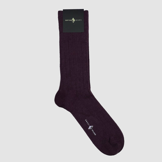 Ribbed SOCKS in cashmere and viscose Burgundy