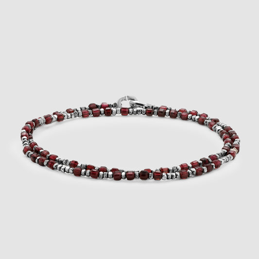 Percep Bracelet Two Wrap Garnet Sterling Silver