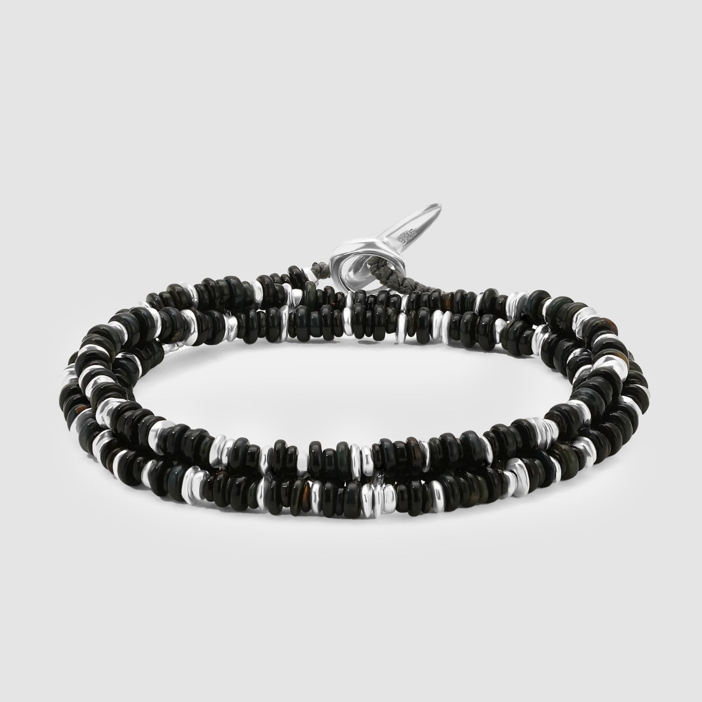 Pillon Necklace/Bracelet Three Wrap Blue Tiger Eye Sterling Silver