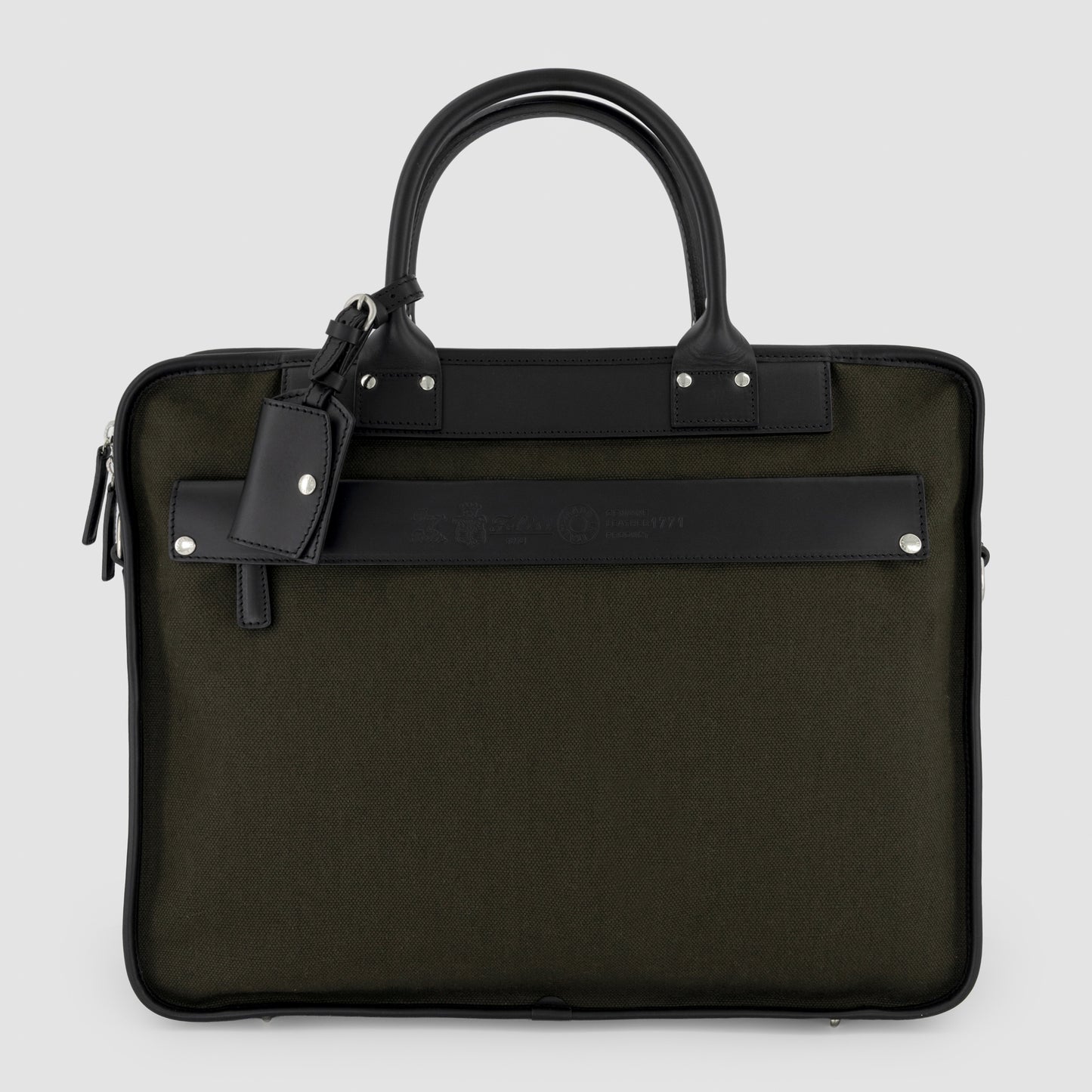 Waxed Canvas Briefcase Leather Trim