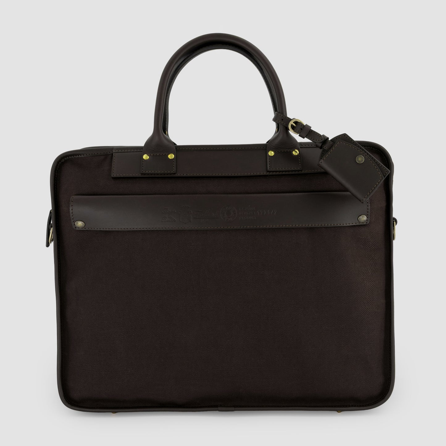 Waxed Canvas Briefcase Leather Trim