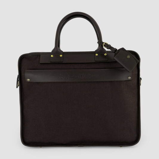 Waxed Canvas Briefcase Leather Trim