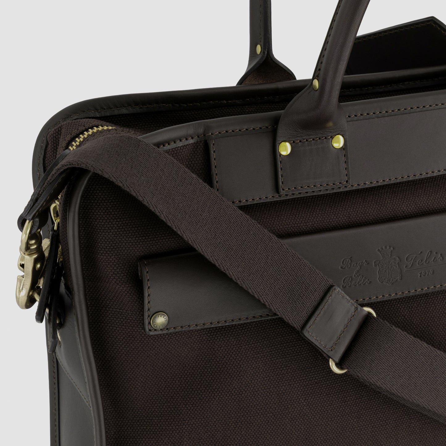 Waxed Canvas Briefcase Leather Trim