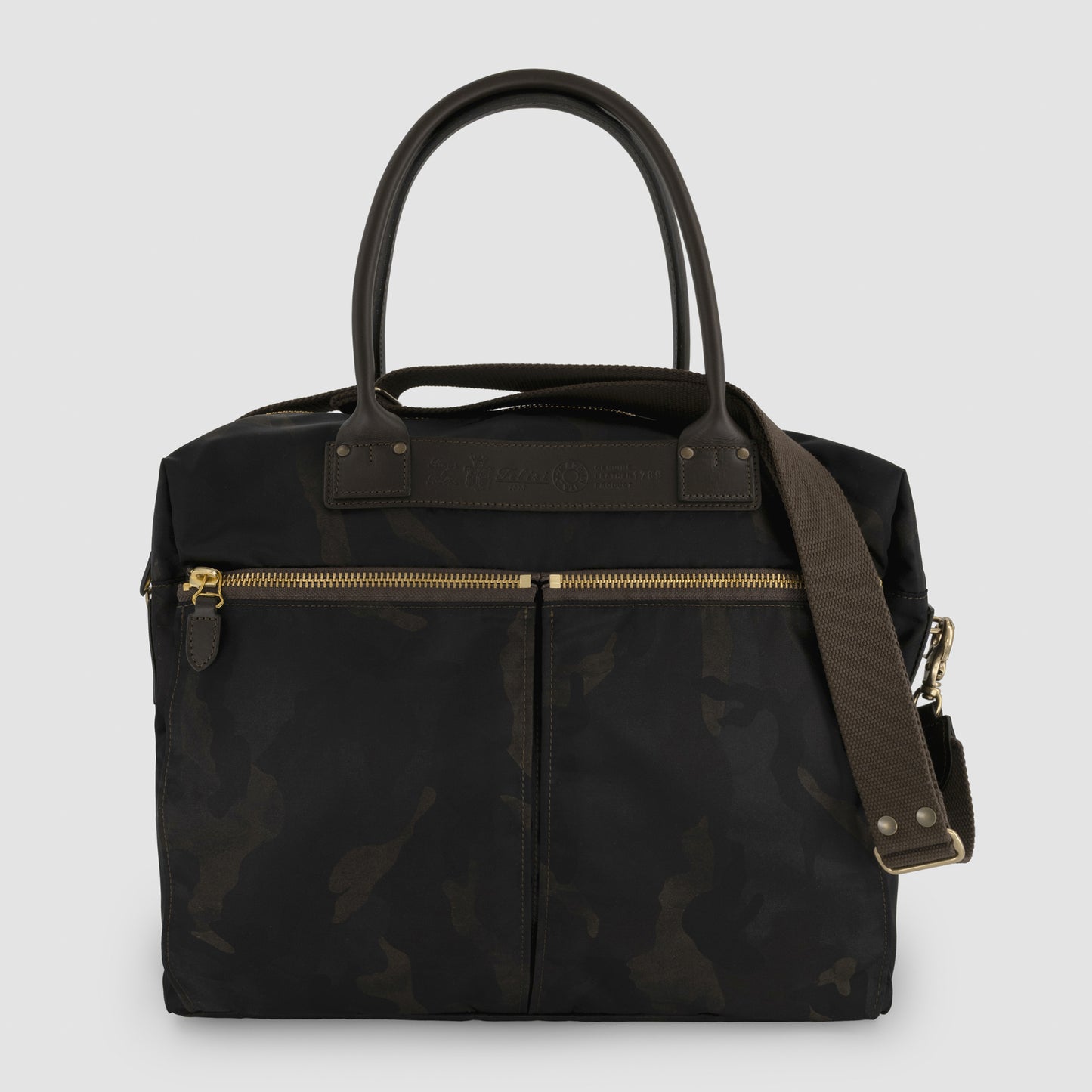 Camouflage  Nylon Messenger Bag Leather Trim