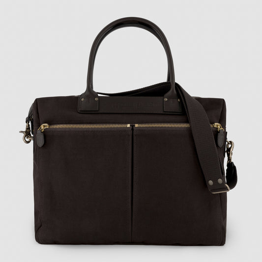 Waxed Canvas Messenger Bag Leather Trim