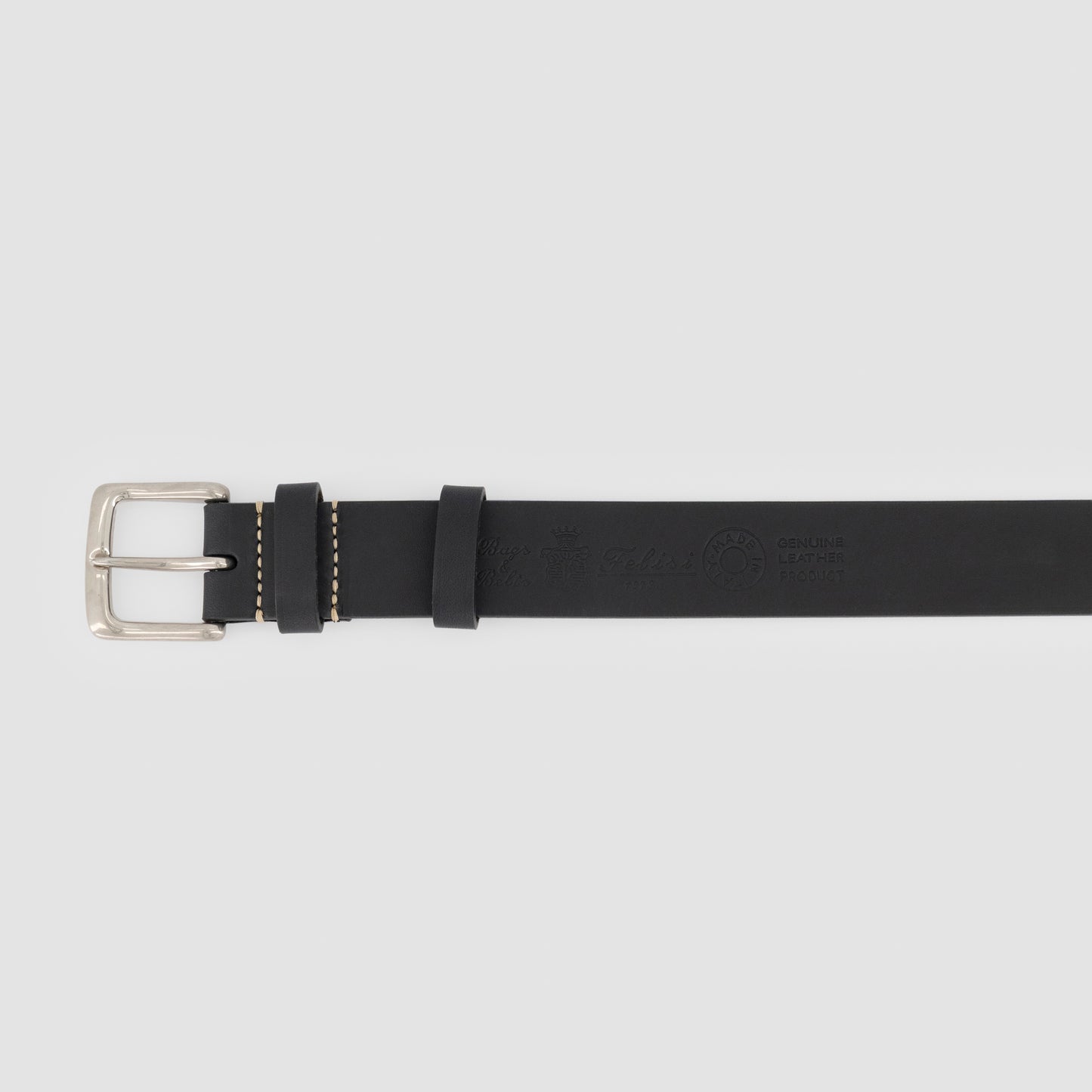 Leather Belt with Nickel Buckle