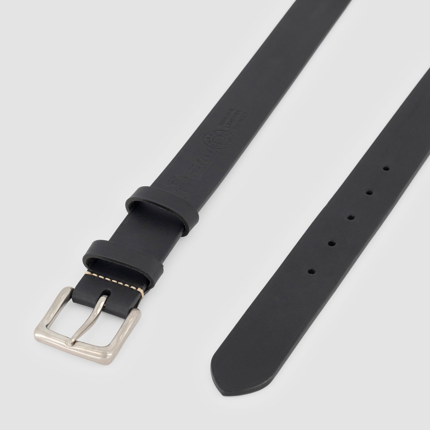 Leather Belt with Nickel Buckle