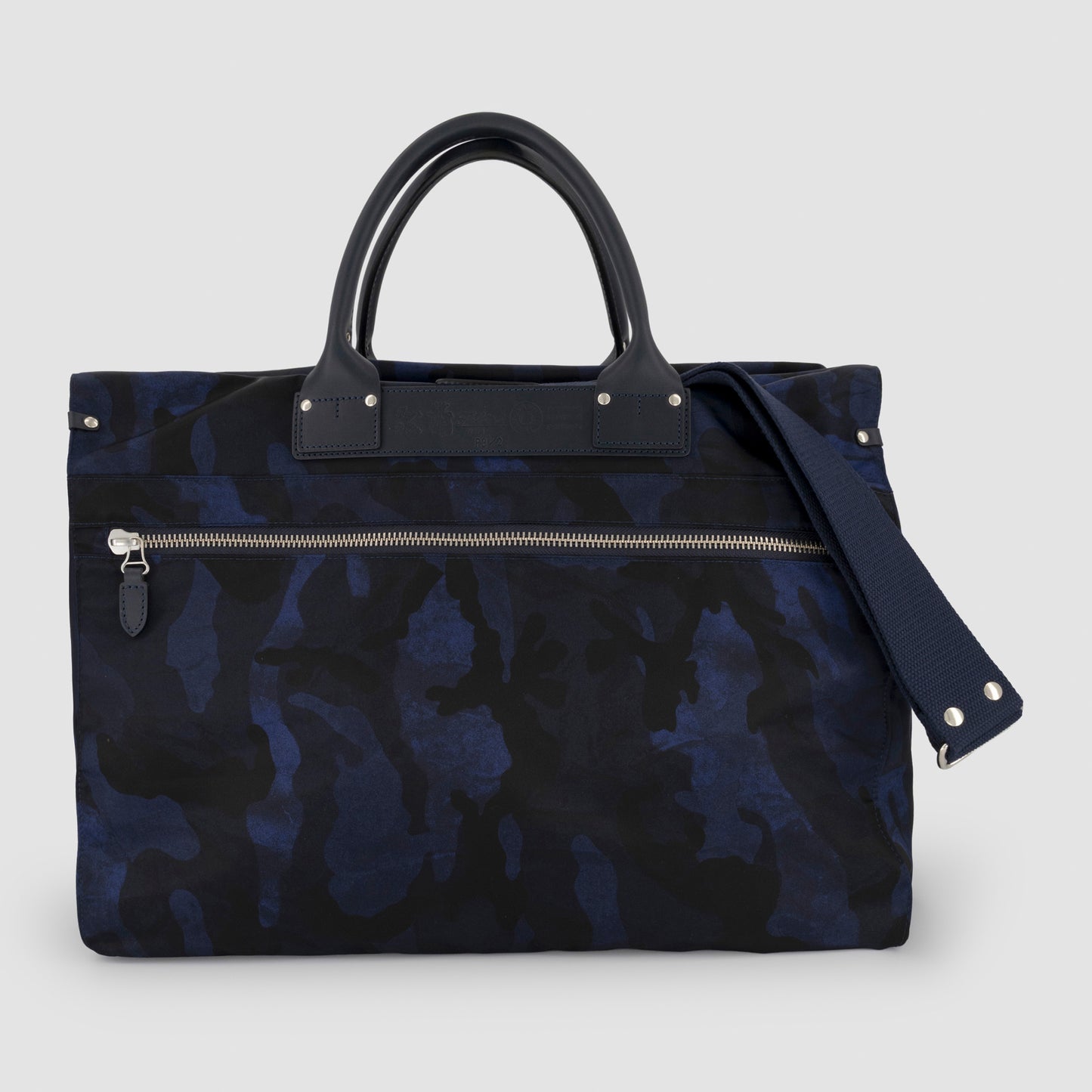 Camouflage Nylon Duffle Bag Leather Trim