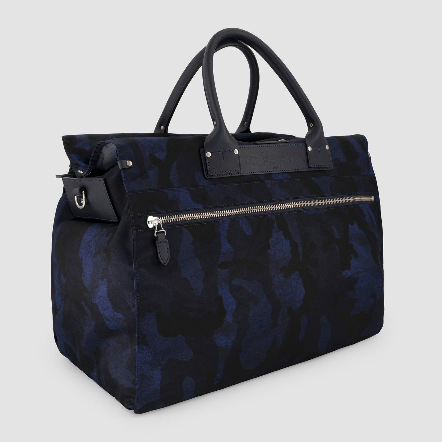 Camouflage Nylon Duffle Bag Leather Trim