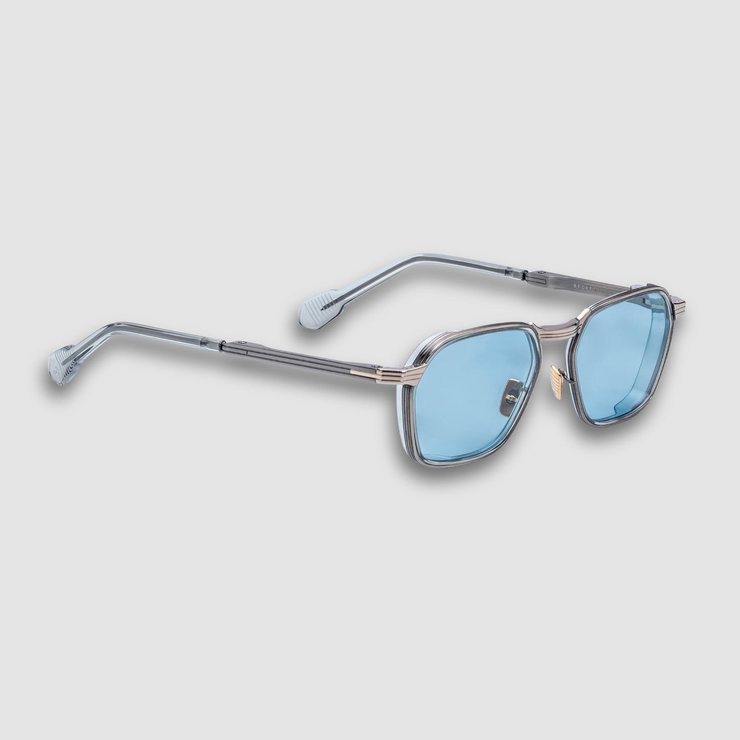 Beckett Antique Silver, Light Blue Lenses, Silver Hardwear