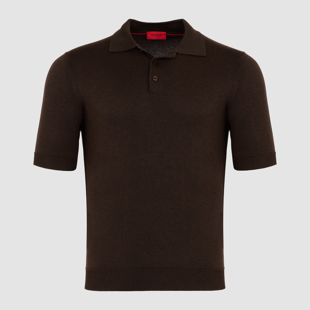 POLO DE SEDA M/C Marrón Oscuro