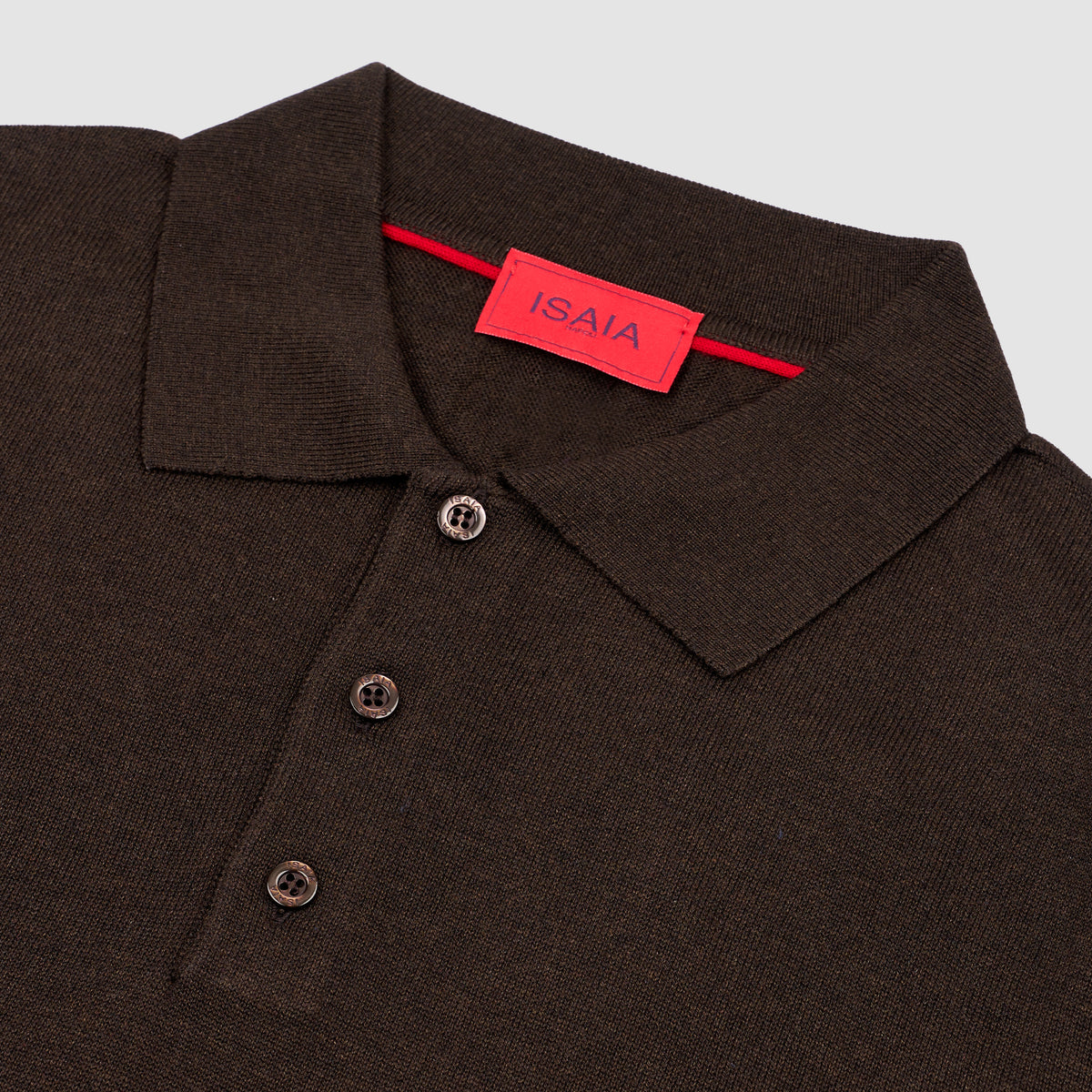 POLO DE SEDA M/C Marrón Oscuro