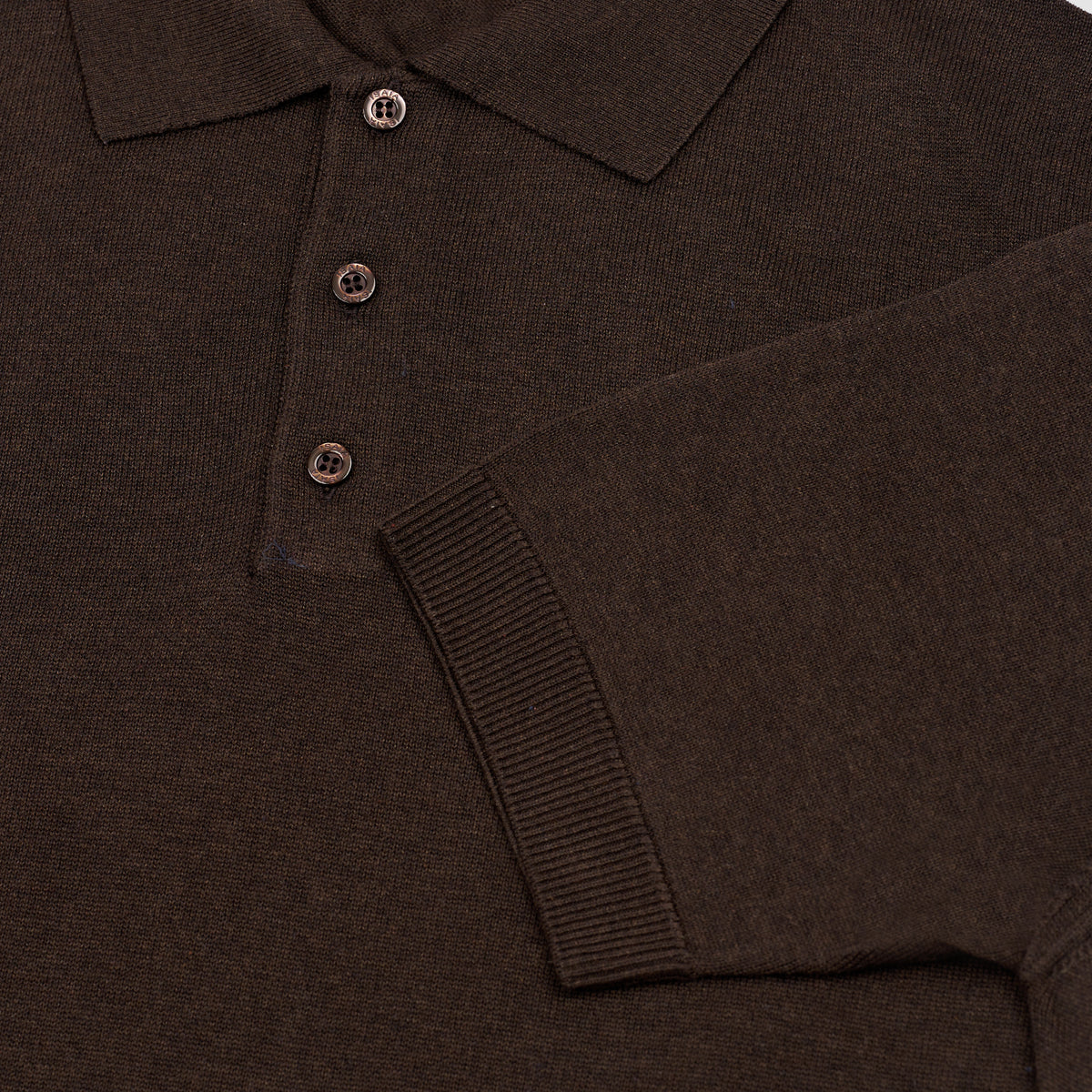 POLO DE SEDA M/C Marrón Oscuro