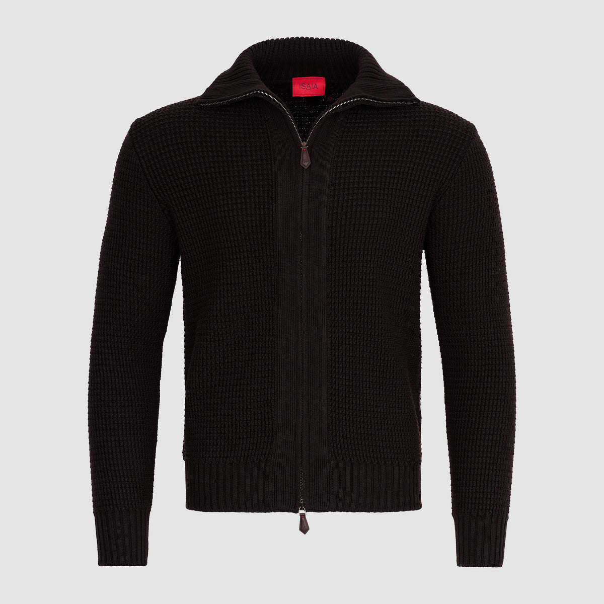 SUDADERA CON CREMALLERA COMPLETA Y PUNTO GOFRE Negra
