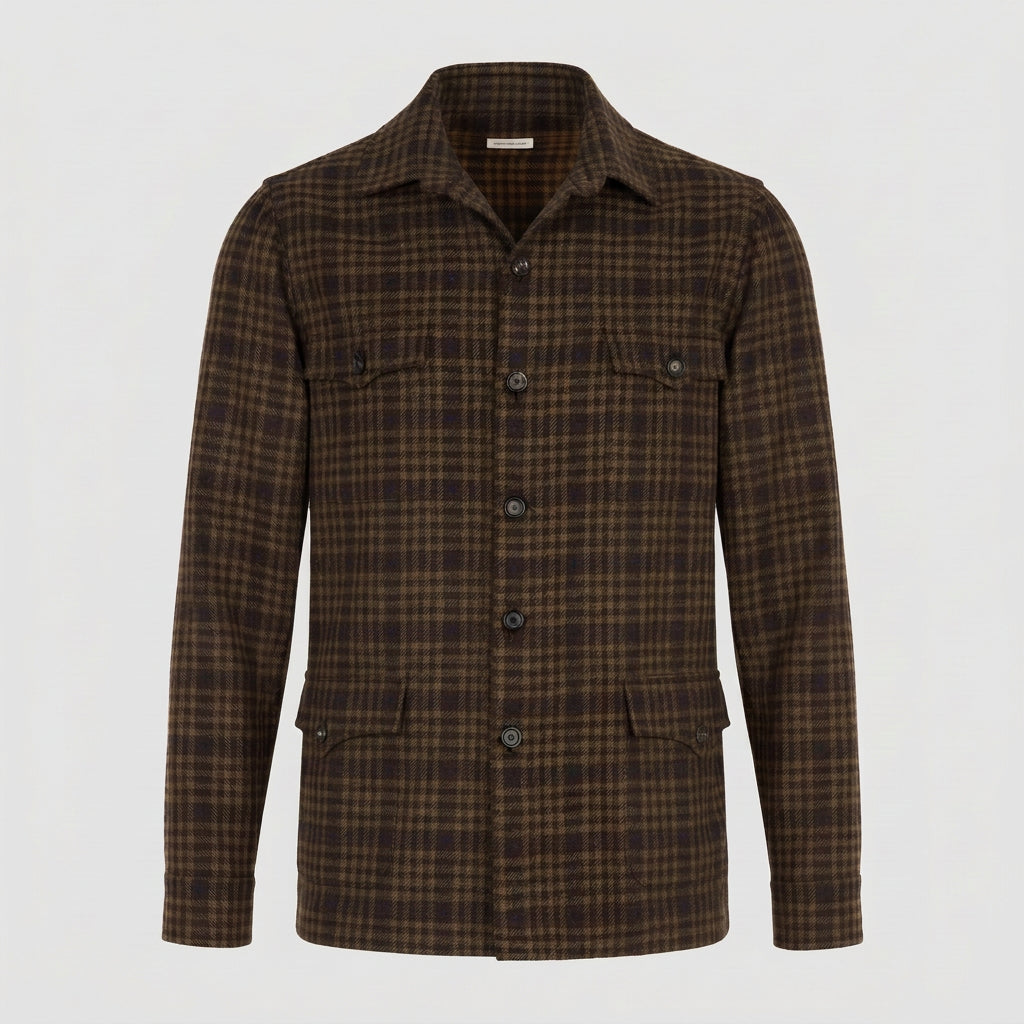 MEN'S WOVEN TAILOR-MADE OVERSHIRT  Brown Baige Blue