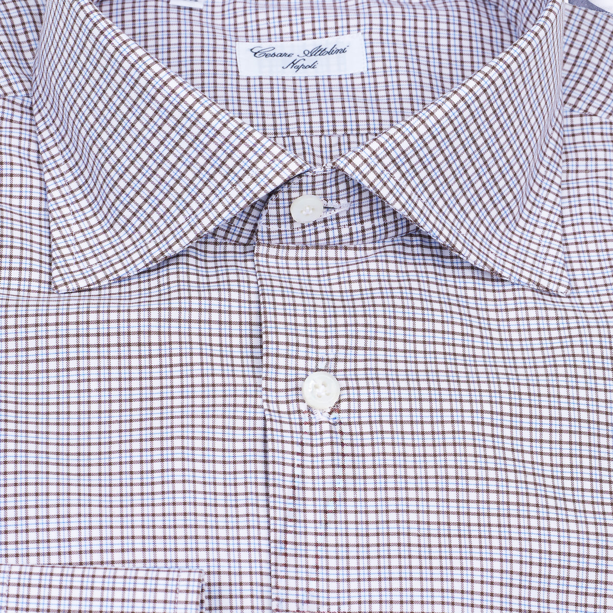 MEN'S WOVEN TAILOR-MADE SHIRT White Brown Blue