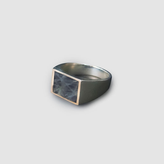 The Rectangular Glib Ring - Silver / Labradorite - 11