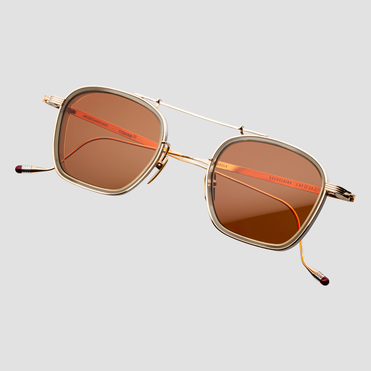 Baudelaire 2, Darjeeling, Orange Lenses, Light Gold Hardware