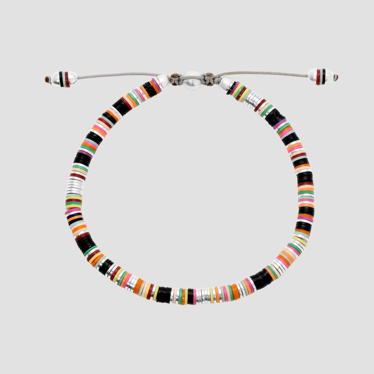 Malli African Disc Bracelet in Black Mix - M/7.5"