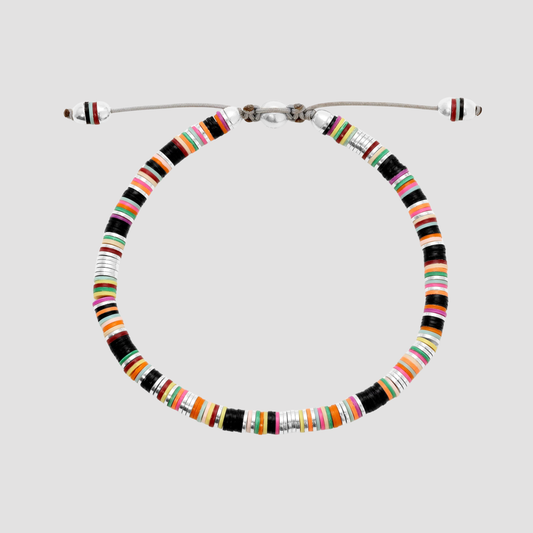 Malli African Disc Bracelet in Black Mix - M/7.5"