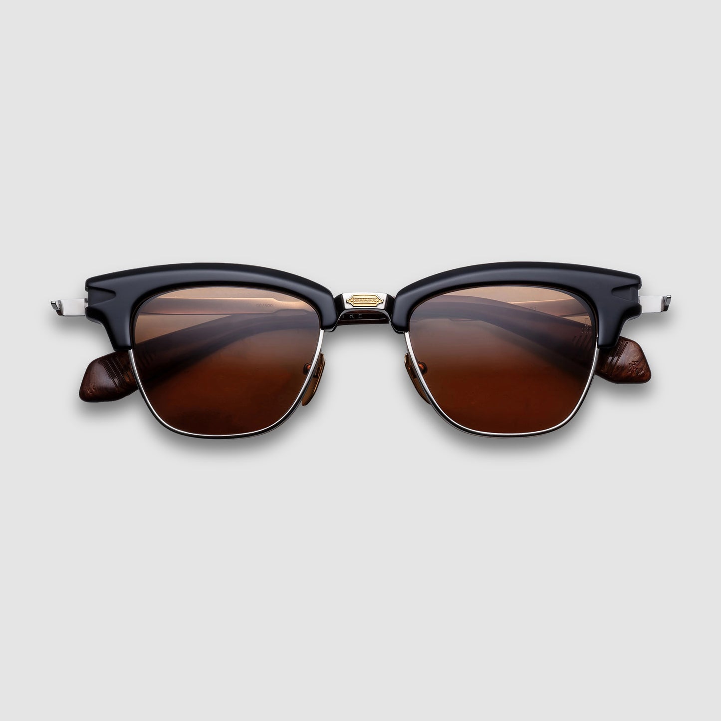 Sartre, Noir X, Brown Lenses, Silver Beta Titaniuem Frame with Gold Accents