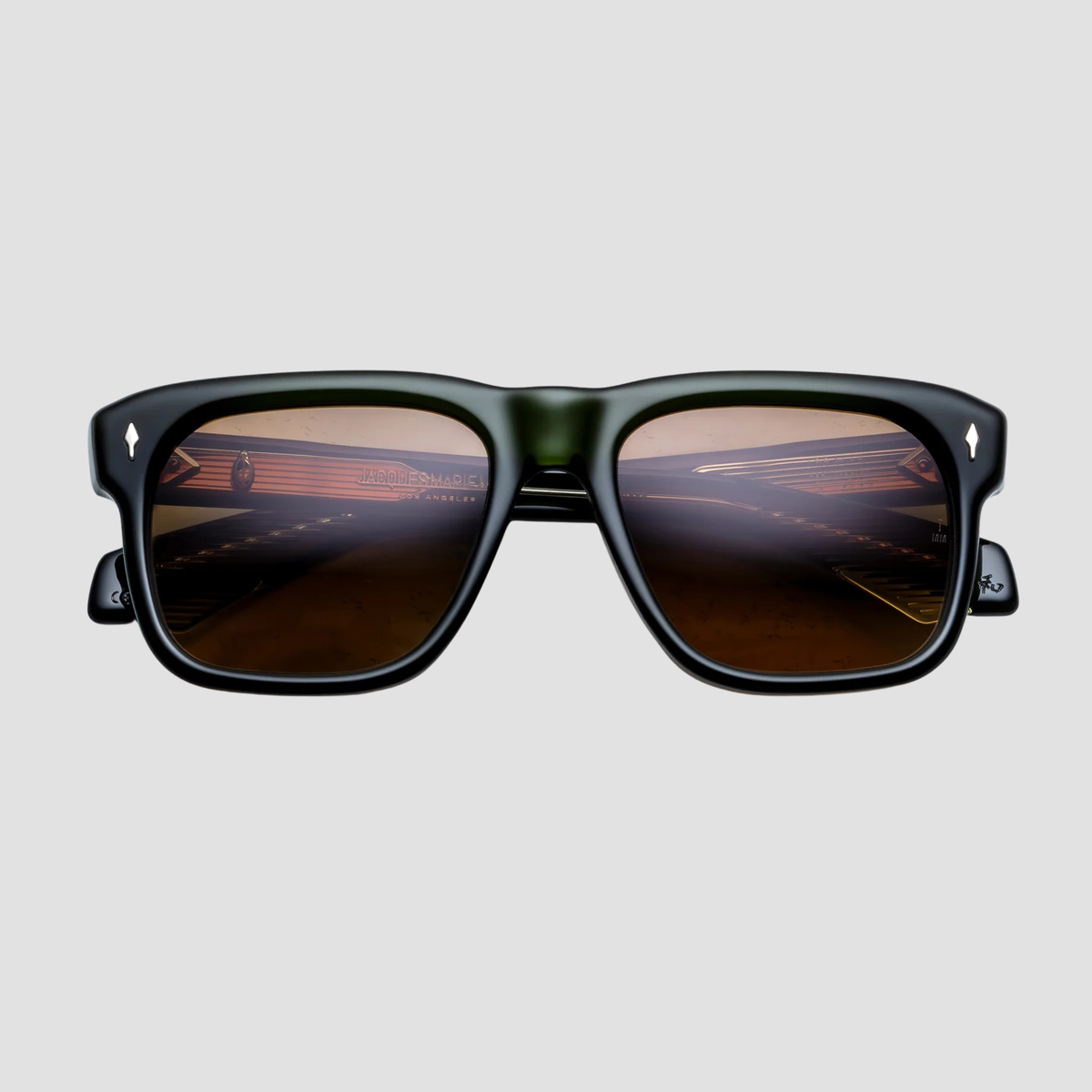 Yves, Borneo, Dark Orange Lenses, Silver Hardware