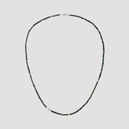Cherish Necklace Green Afghan Jade Sterling Silver - 22.5"