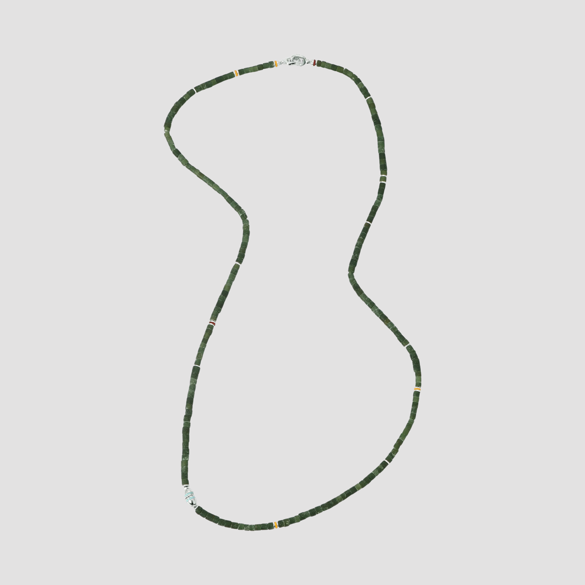 Cherish Necklace Green Afghan Jade Sterling Silver - 22.5"
