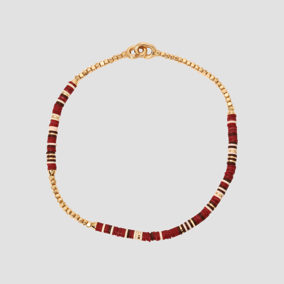 Housa Bracelet in Wine Pattern Beads with 18k Yellow Gold - M/7.5"
