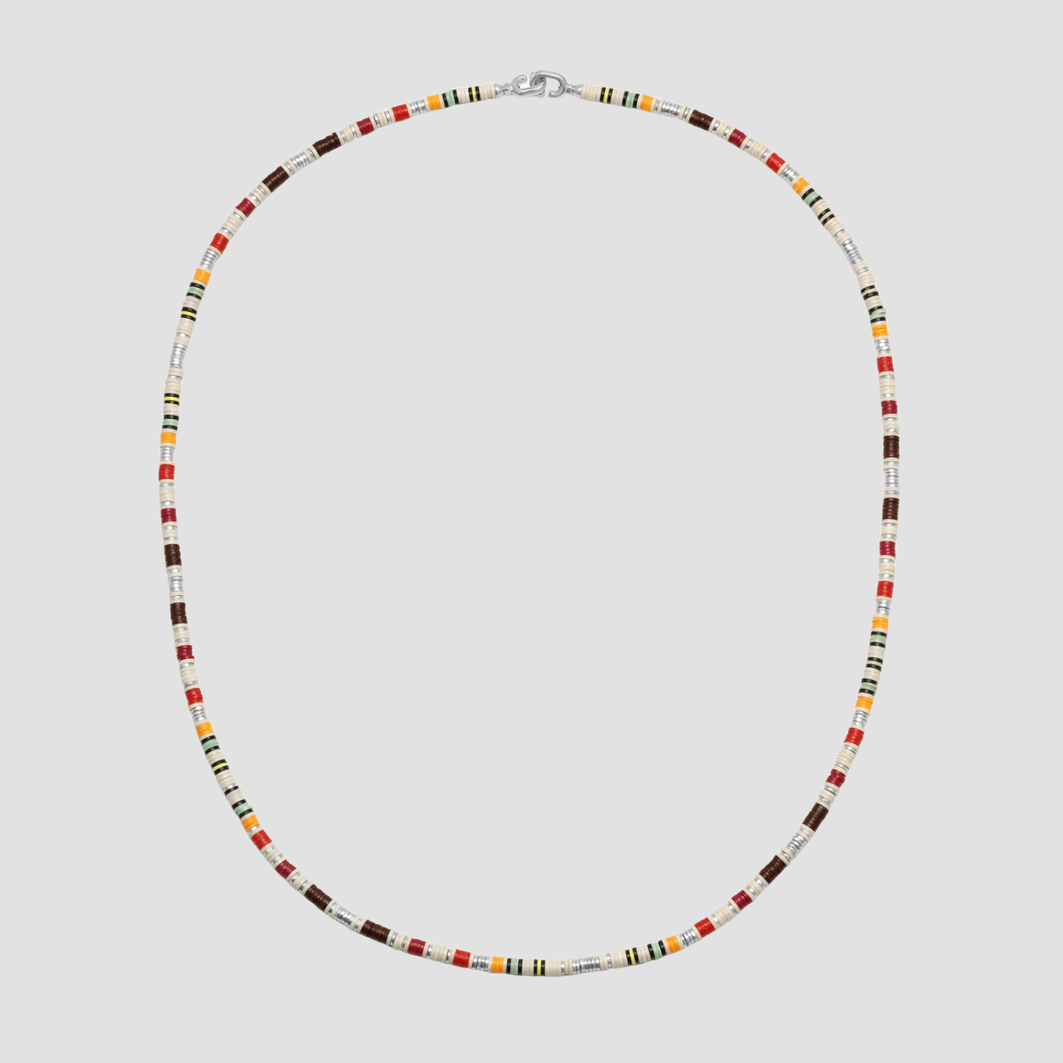 Mini Rizon Off White Mix Necklace / Bracelet Pattern Beads with Silver Discs - M/22.5"