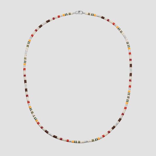 Mini Rizon Off White Mix Necklace / Bracelet Pattern Beads with Silver Discs - M/22.5"