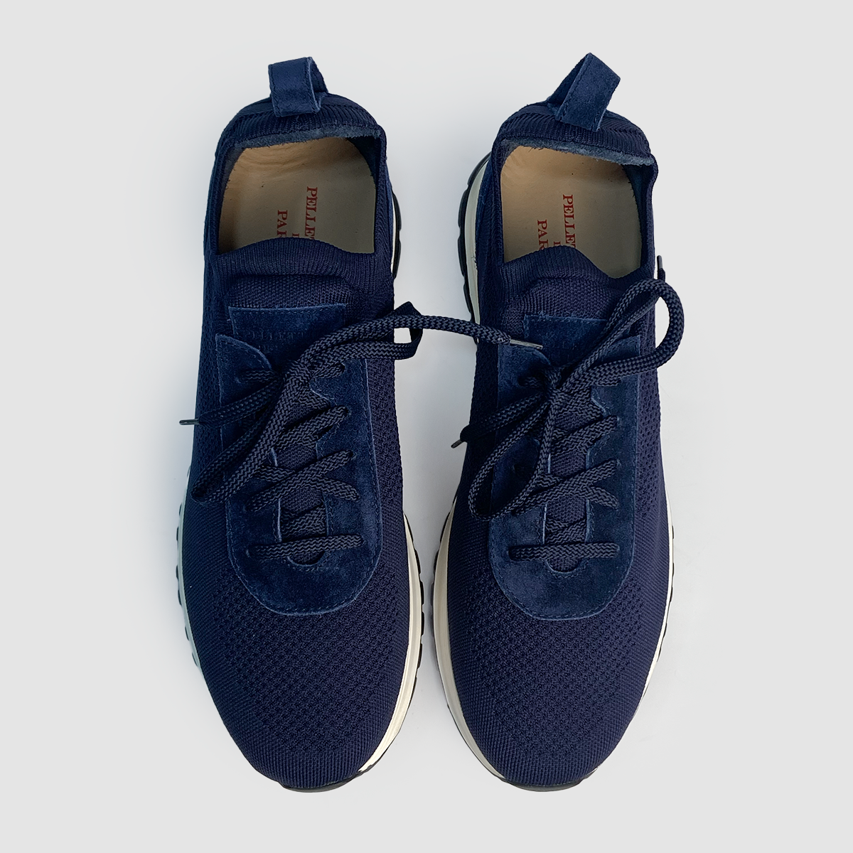 Stretch Nylon and Suede Runner Navy