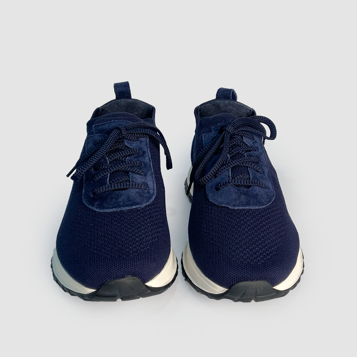 Stretch Nylon and Suede Runner Navy