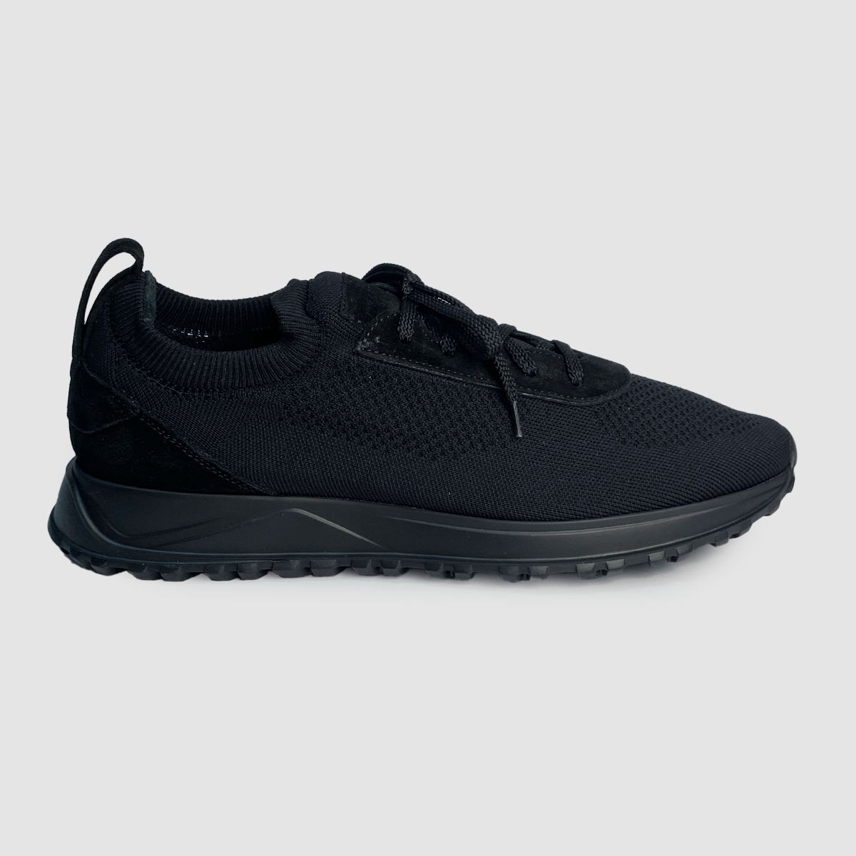 Stretch Nylon and Suede Runner Black