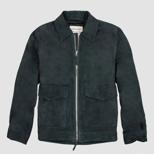 Amman Leather Jacket - Twilight Navy - Petrol
