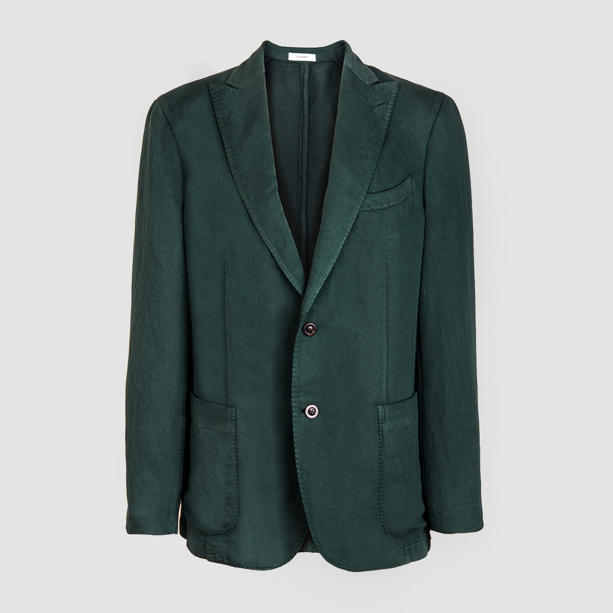Green Peak Lapel Cotton Linen Sports Jacket - Green
