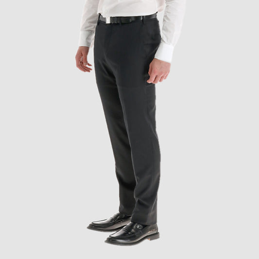 120'S Lux Wool Twill Flat front Modern Trouser - Black