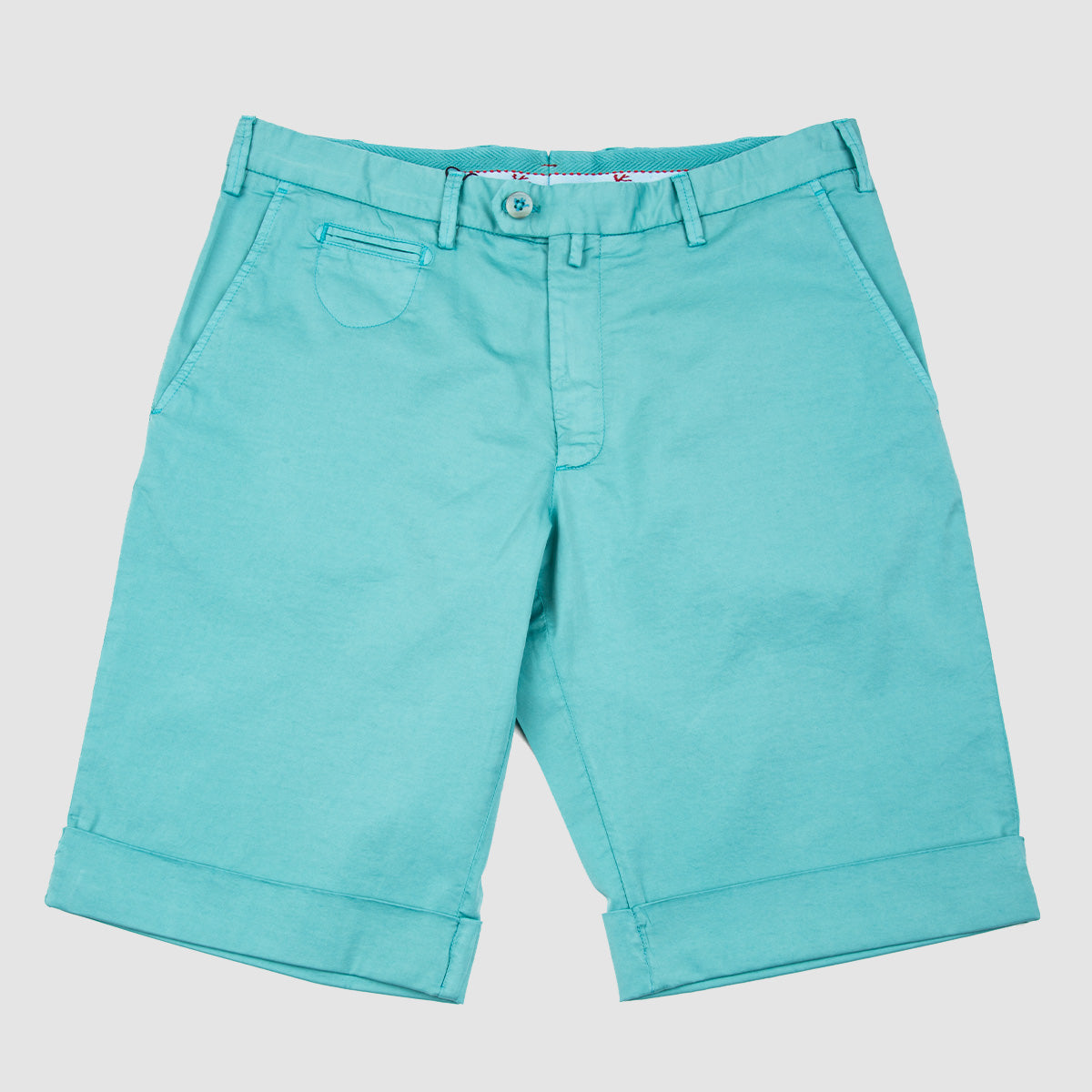 Satin Cotton Silk Comfort Bermudas - Aqua Blue