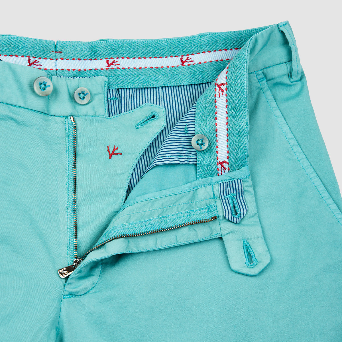 Satin Cotton Silk Comfort Bermudas - Aqua Blue