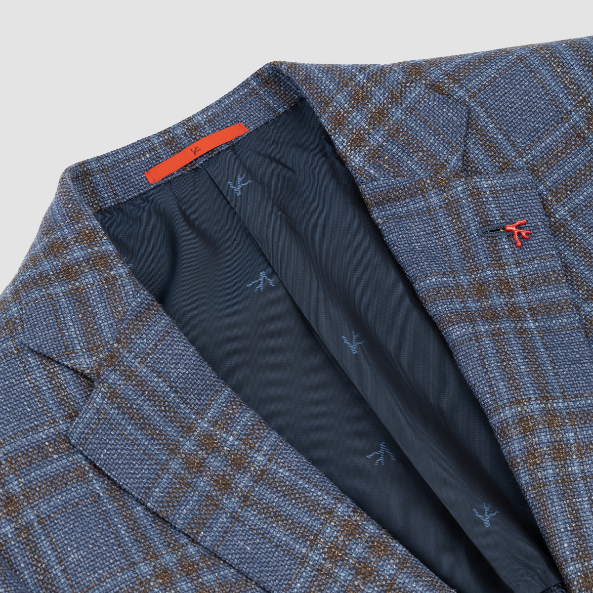 5 Body Jacket, Over Check Rust - Light Blue