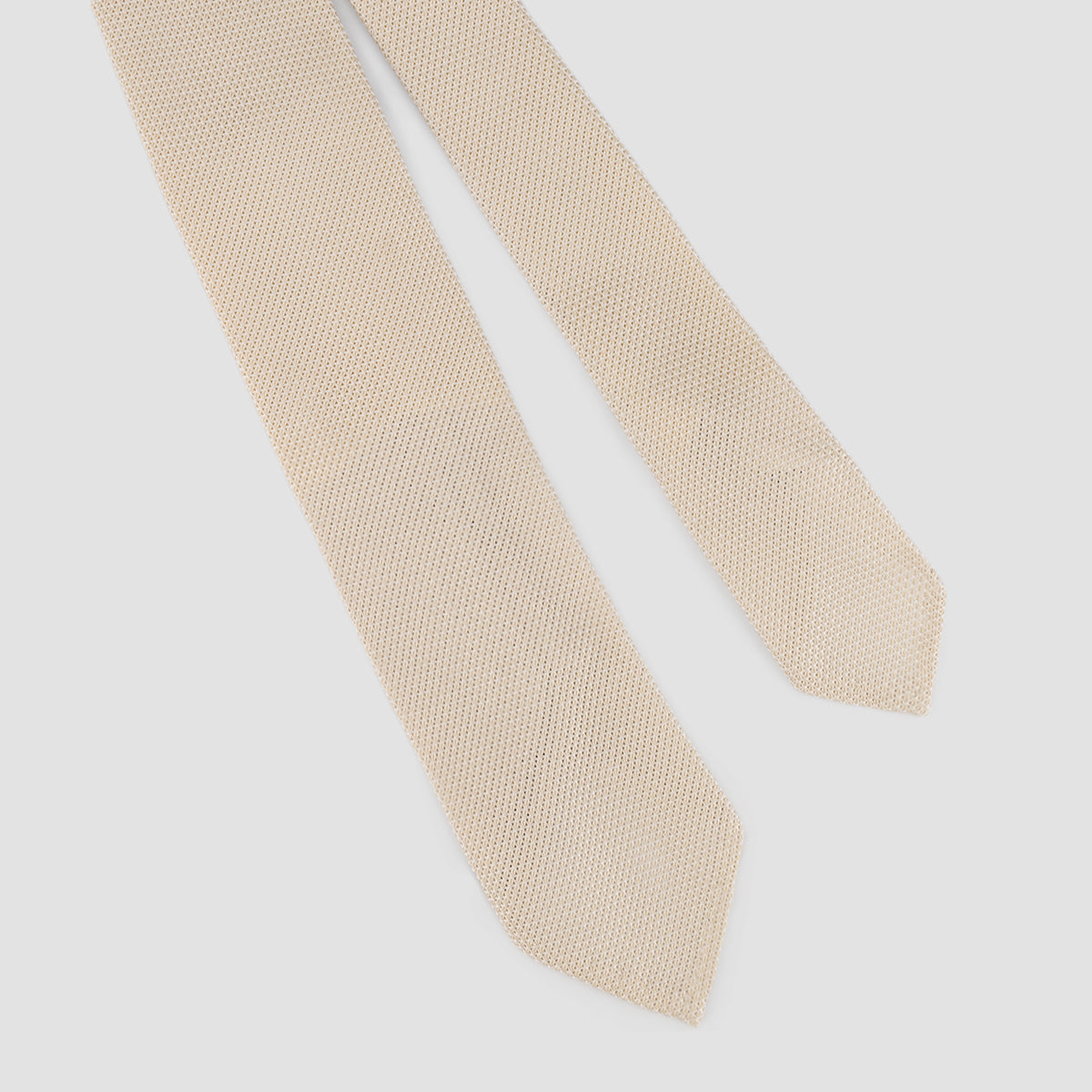 Finamore Two Tone Garza Silk Tie - Beige on White