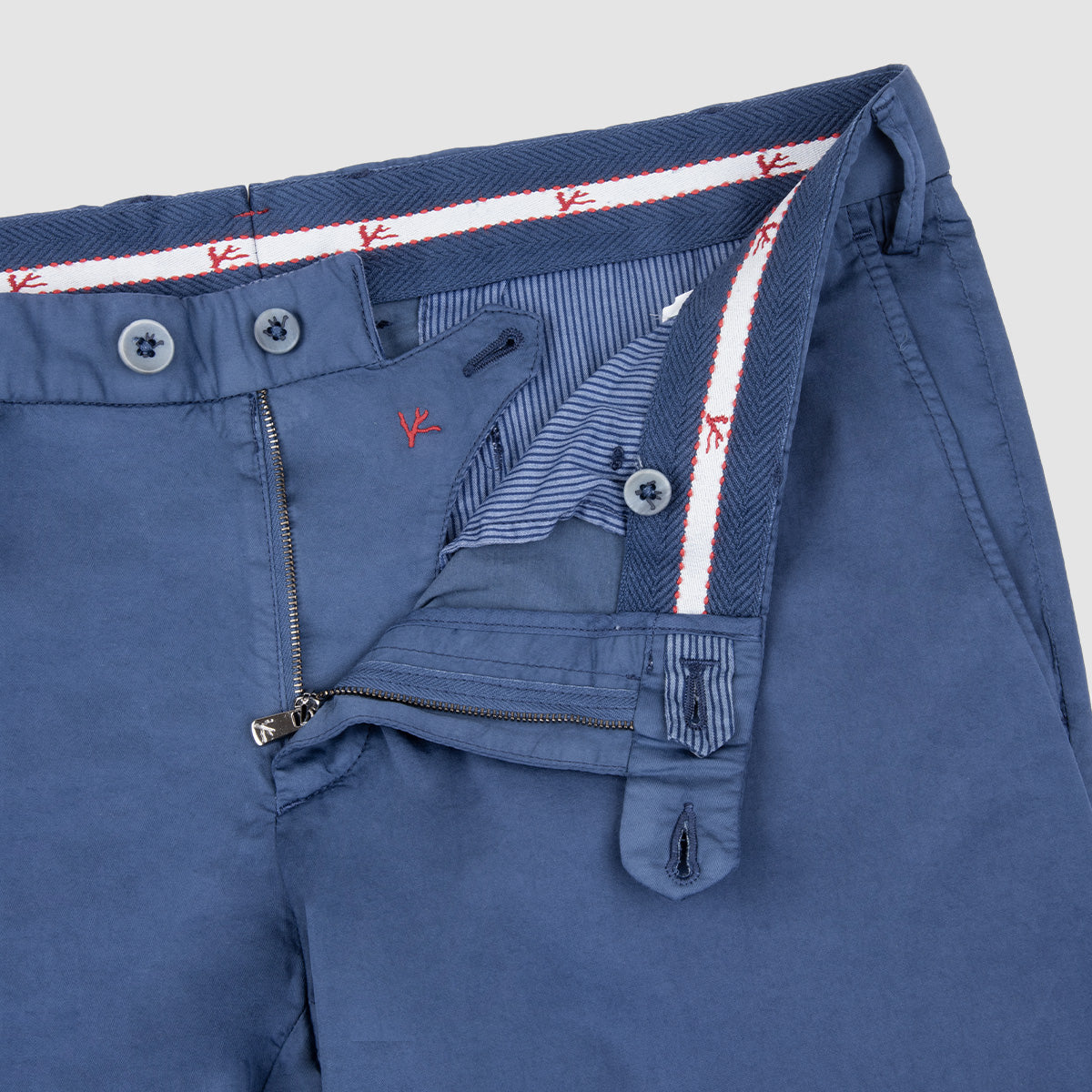 Satin Cotton Silk Comfort Chino pants - Blu Chiaro