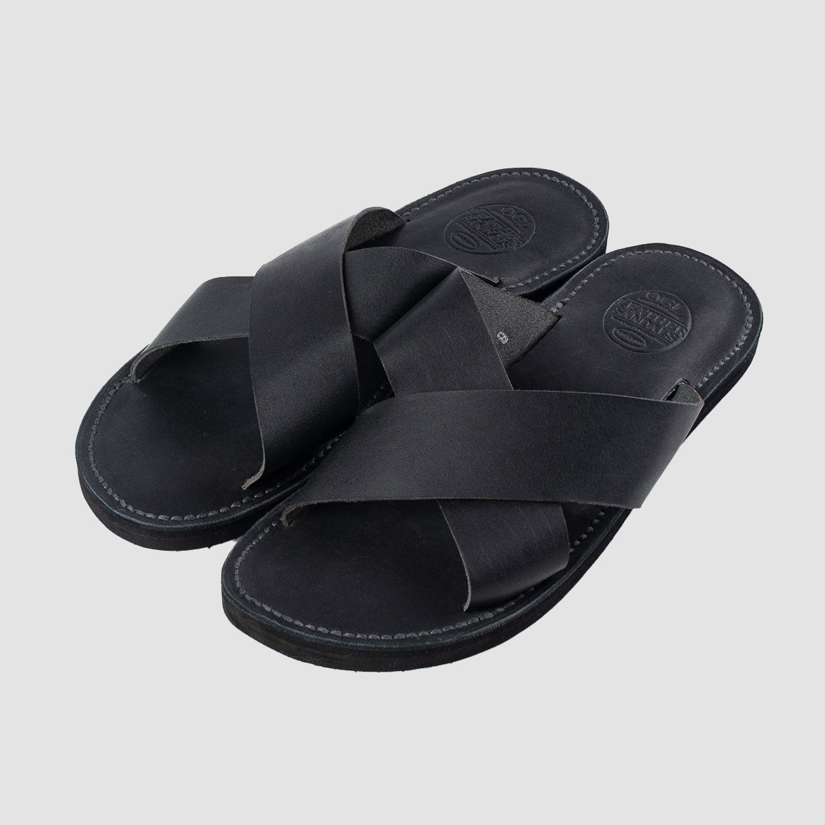 OGL X Dr. Sole Leather Cross Sandals - Black