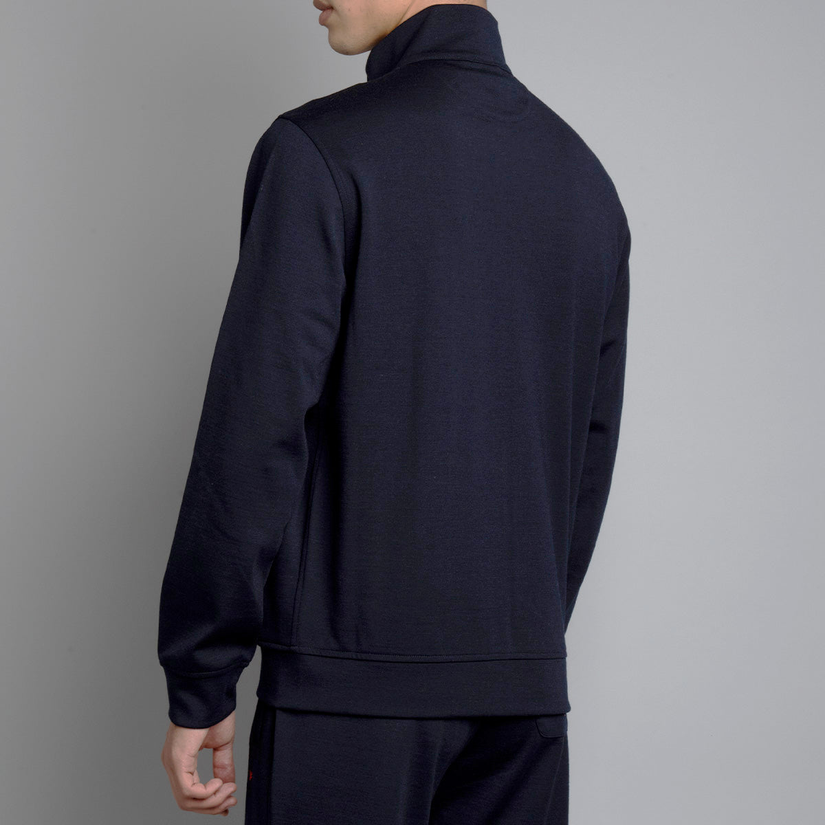 Zip Up Sweater Double Face Jersey - Navy