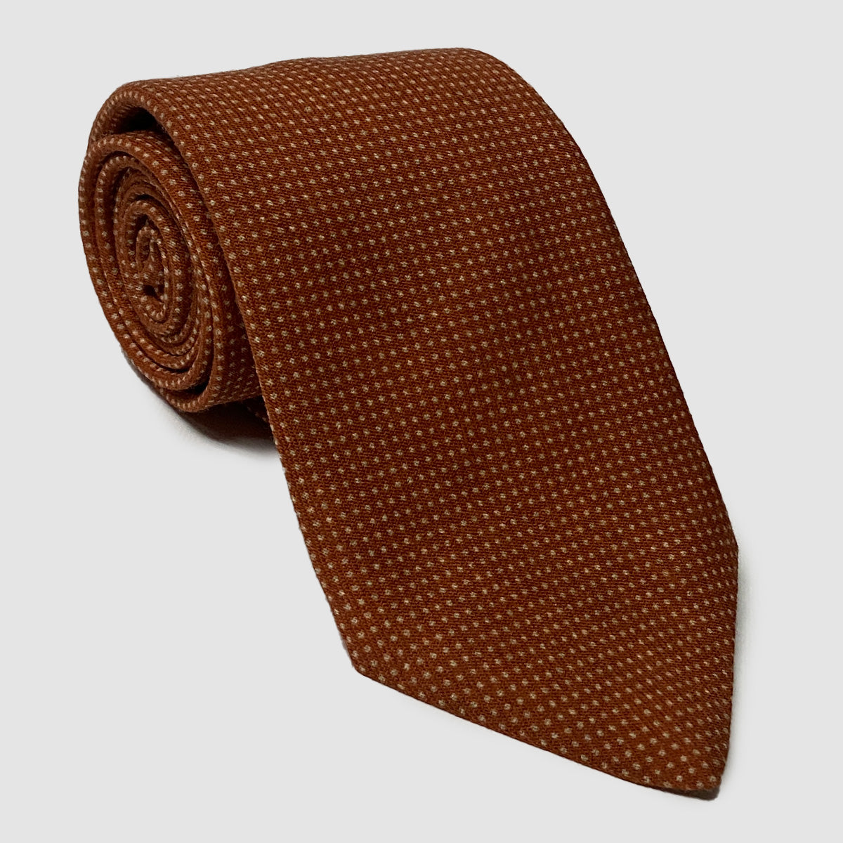 Orange Polka Dot 100% Wool Self-Tipped Tie