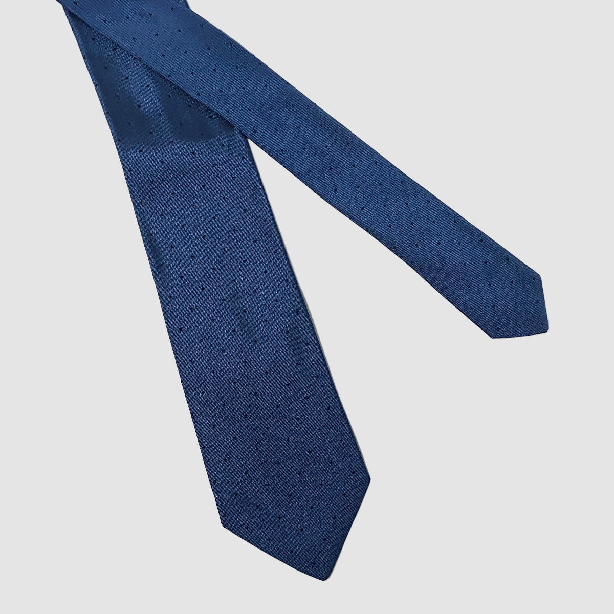 Blue & Navy Dots 100% Silk Self-Tipped Tie