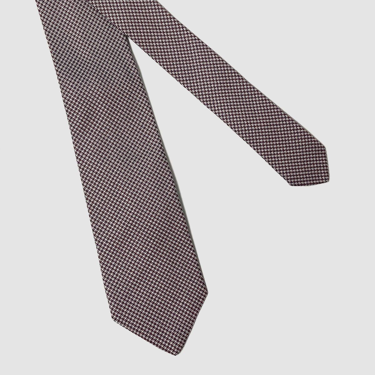 Navy, White & Red Houndstooth 100% Silk Self-Tipped Tie