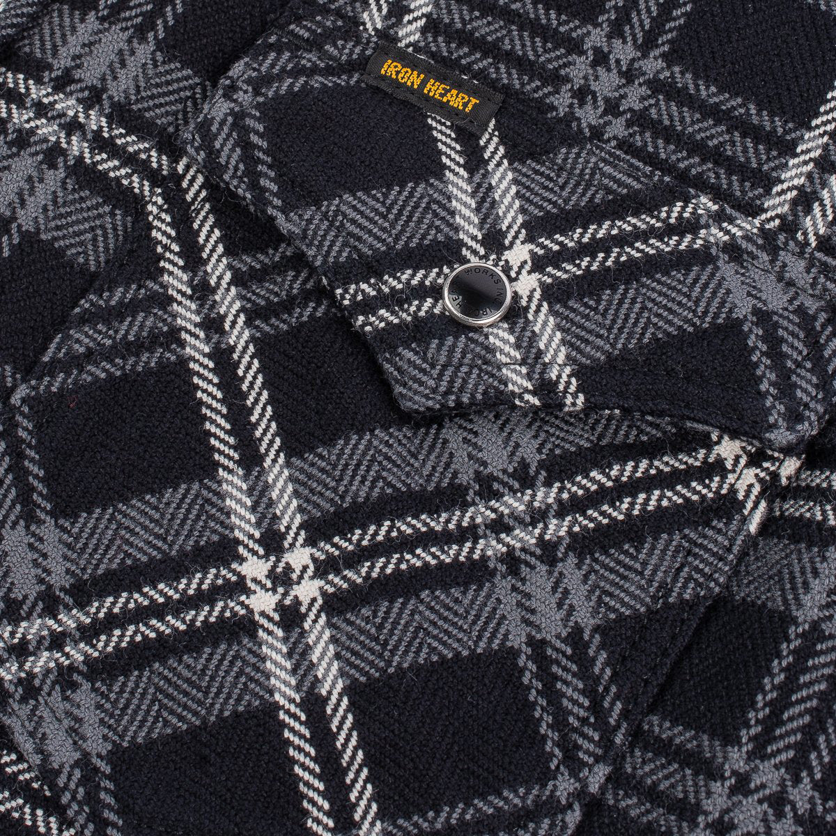 Ultra Heavy Flannel Herringbone Check Western Shirt - Black