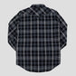Ultra Heavy Flannel Herringbone Check Western Shirt - Black
